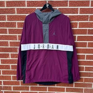 Vintage air jordan maroon black and grey windbreaker jacket